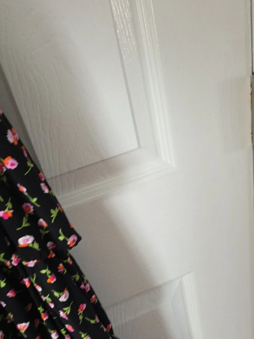 Black Floral Tiered Maxi Dress with Pink & Green Print